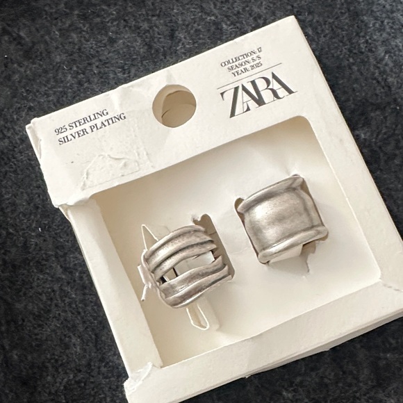 Zara Sterling Silver Plated Hoop Earrings - Picture 1 of 3